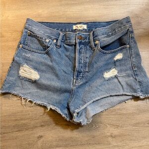 Madewell Relaxed Distressed Denim Cutoff Shorts Size 29 Raw Hem